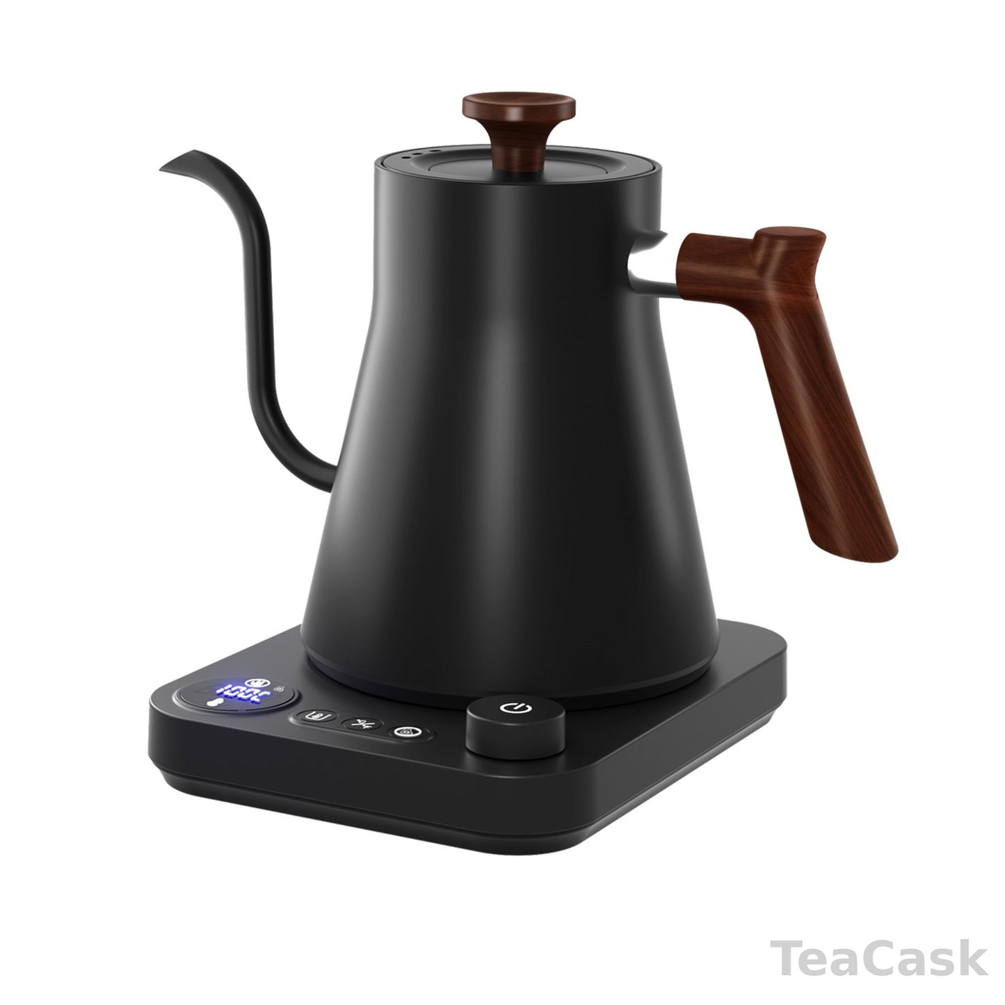 Smart 0.9L Gooseneck Electric Kettle – BPA-Free, Premium Wooden Handle & Knob, Temperature Control
