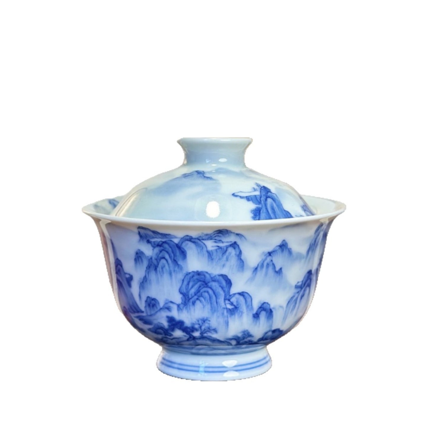 Hand-Painted Blue & White Gaiwan Tea Set – Jingdezhen Gongfu Porcelain (3-Piece)