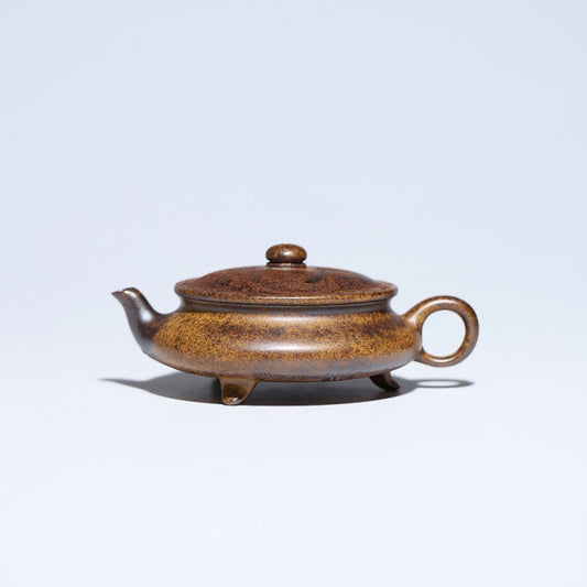Three-Legged Xu-Bian Teapot Handmade from Duan Clay with Dragon Kiln Firing