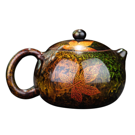 Fuzhou Handcrafted Bodiless Lacquer Maple Leaf Teapot 5.4 fl oz (160ML) Gift Box