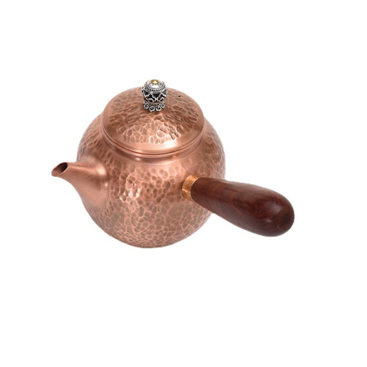Portable Side-Handle Copper Teapot – Wooden Handle – Home & Office Kung Fu Tea
