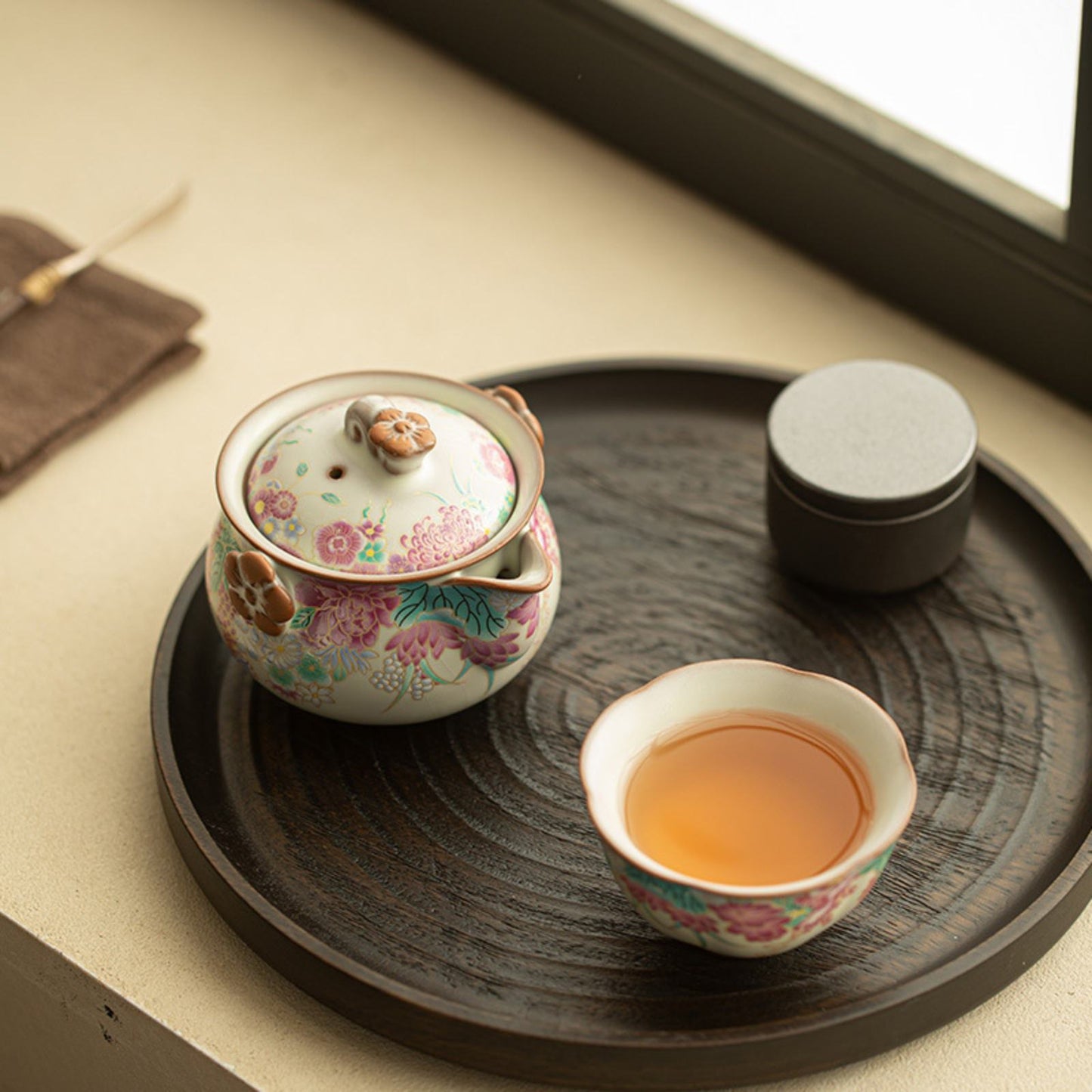 Creamy Glaze Mini Garden Tea Set – One Teapot, Two Cups with Gift Box