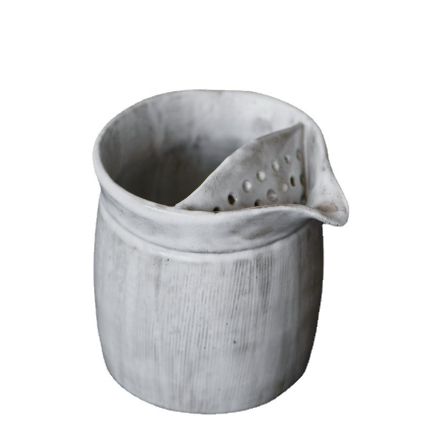 Handmade Japanese-style rustic ceramic fairness cup with built-in tea filter