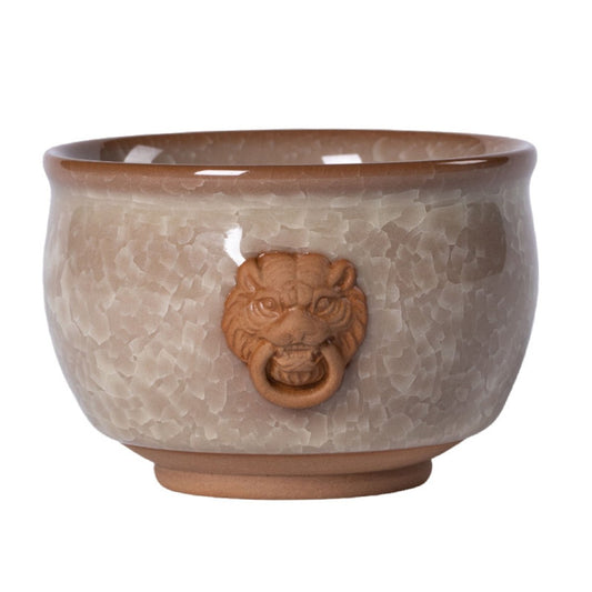 Longquan Celadon Crackle Glaze Lion Head Ceramic Tea Cup – Gift Boxed