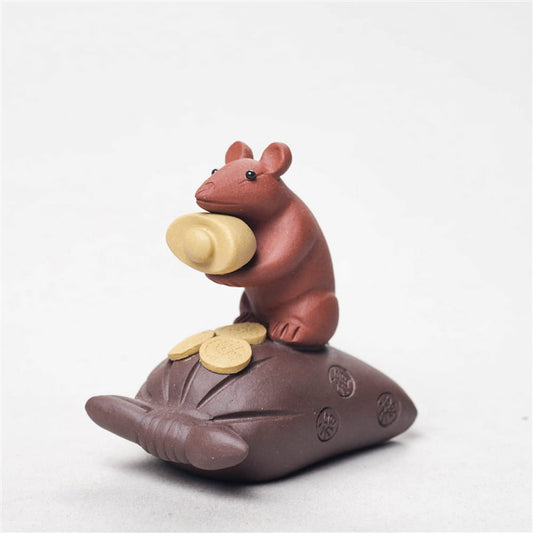 Handmade Purple Clay Mouse Tea Pet – Chinese Gongfu Tea Table Decoration Figurine