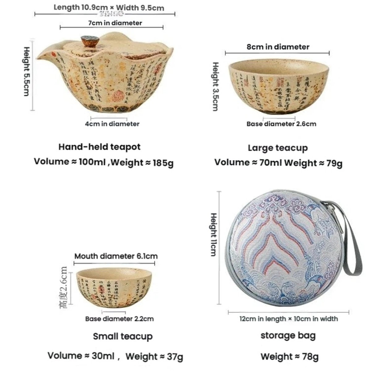 Blue & White Firestone Red Lanting Xu Lotus Leaf Travel Tea Set – Portable Gongfu Tea Set for Adults