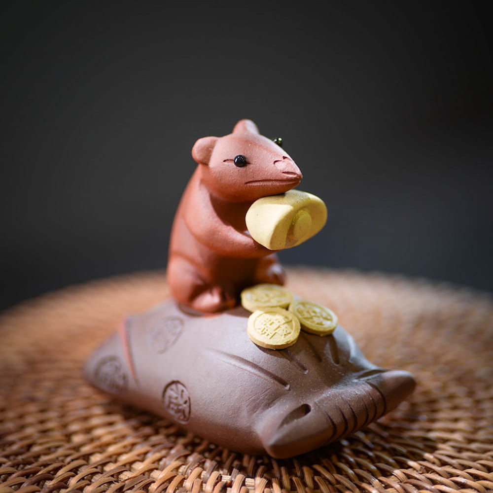 Handmade Purple Clay Mouse Treasure Tea Pet – Chinese Kung Fu Tea Table Decoration Figurine