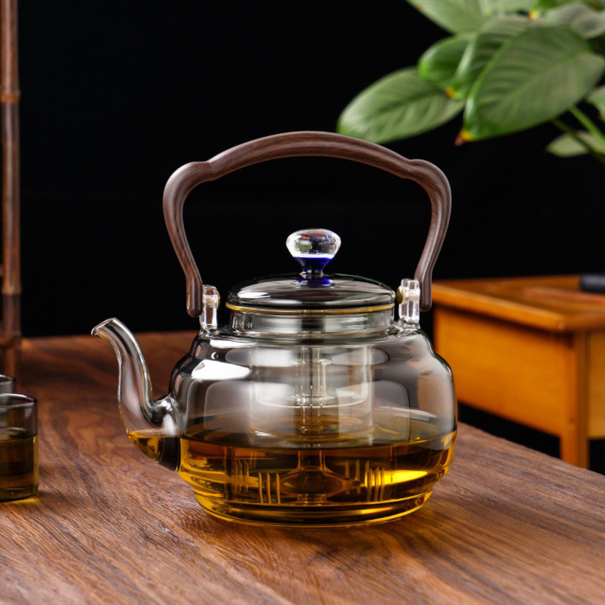 Smoky Gray Glass Kettle – 1200ml Heat-Resistant Stovetop Kettle