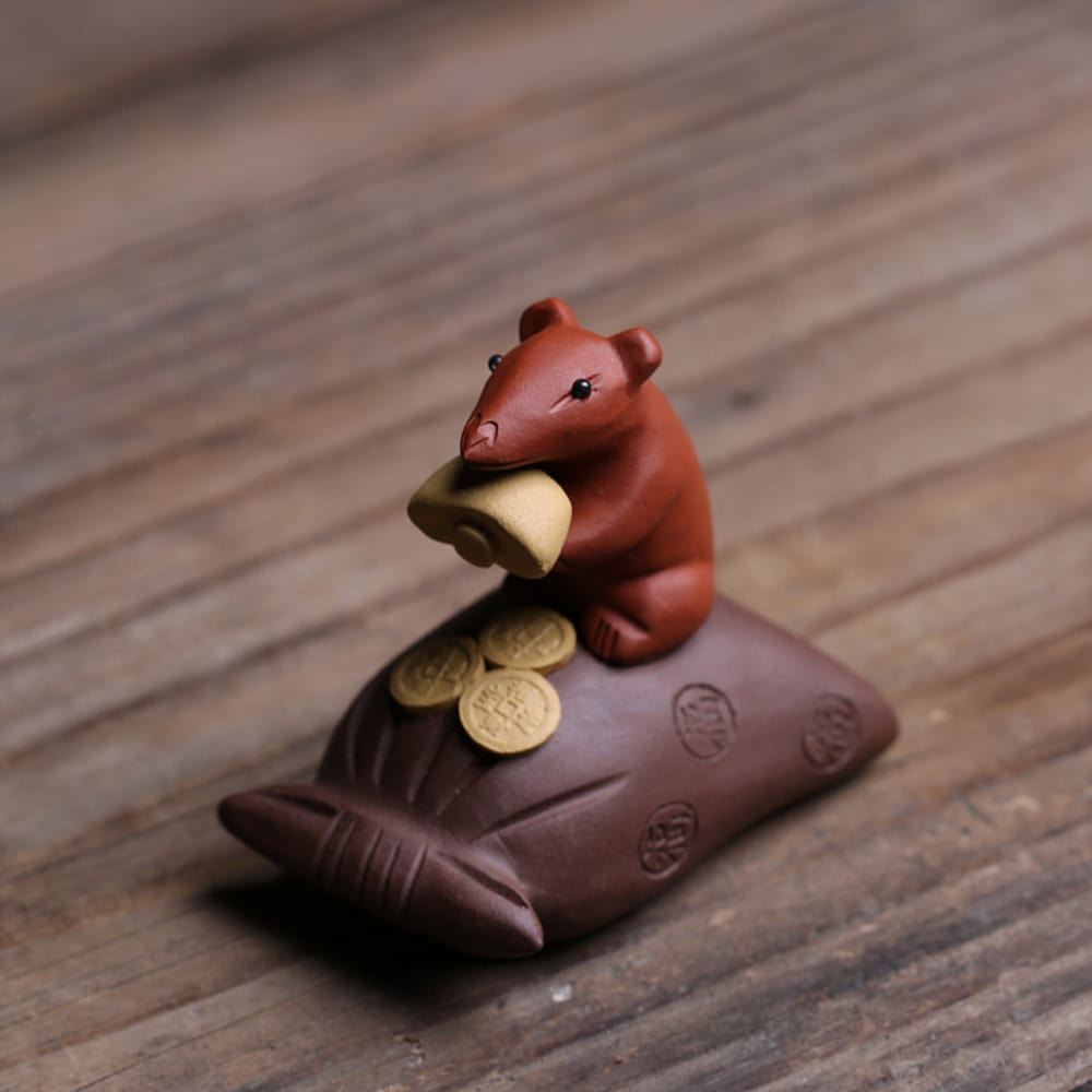 Handmade Purple Clay Mouse Treasure Tea Pet – Chinese Kung Fu Tea Table Decoration Figurine