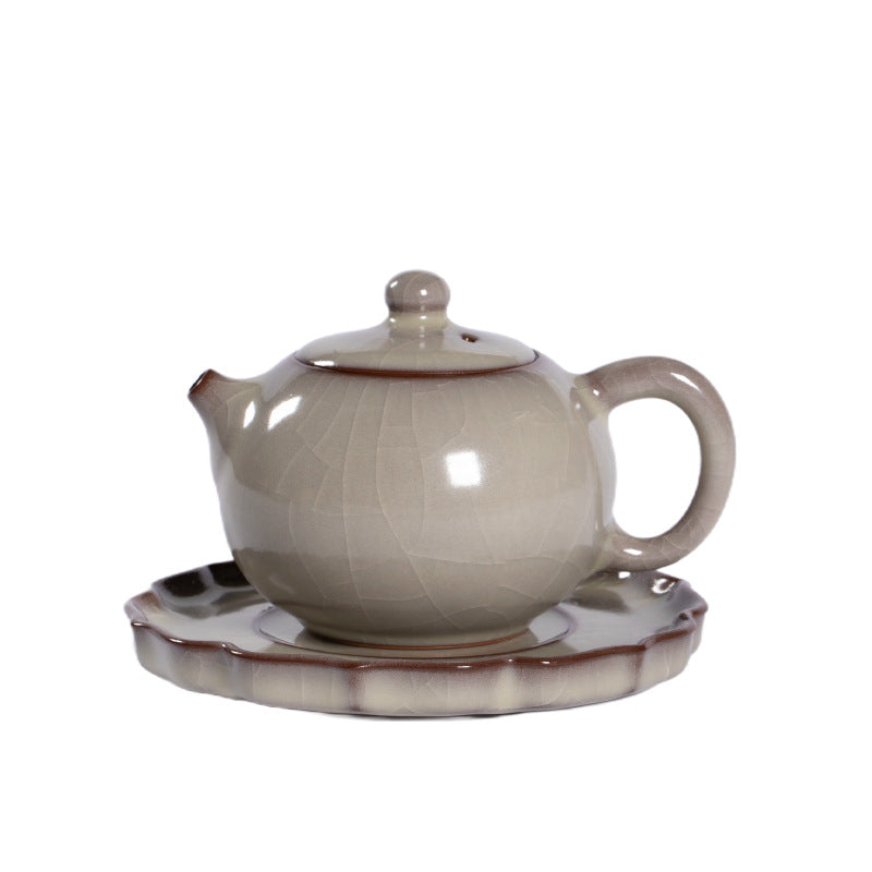 Handmade Longquan Celadon gongfu teapot with matching stand