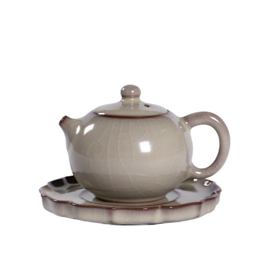 Handmade Longquan Celadon gongfu teapot with matching stand