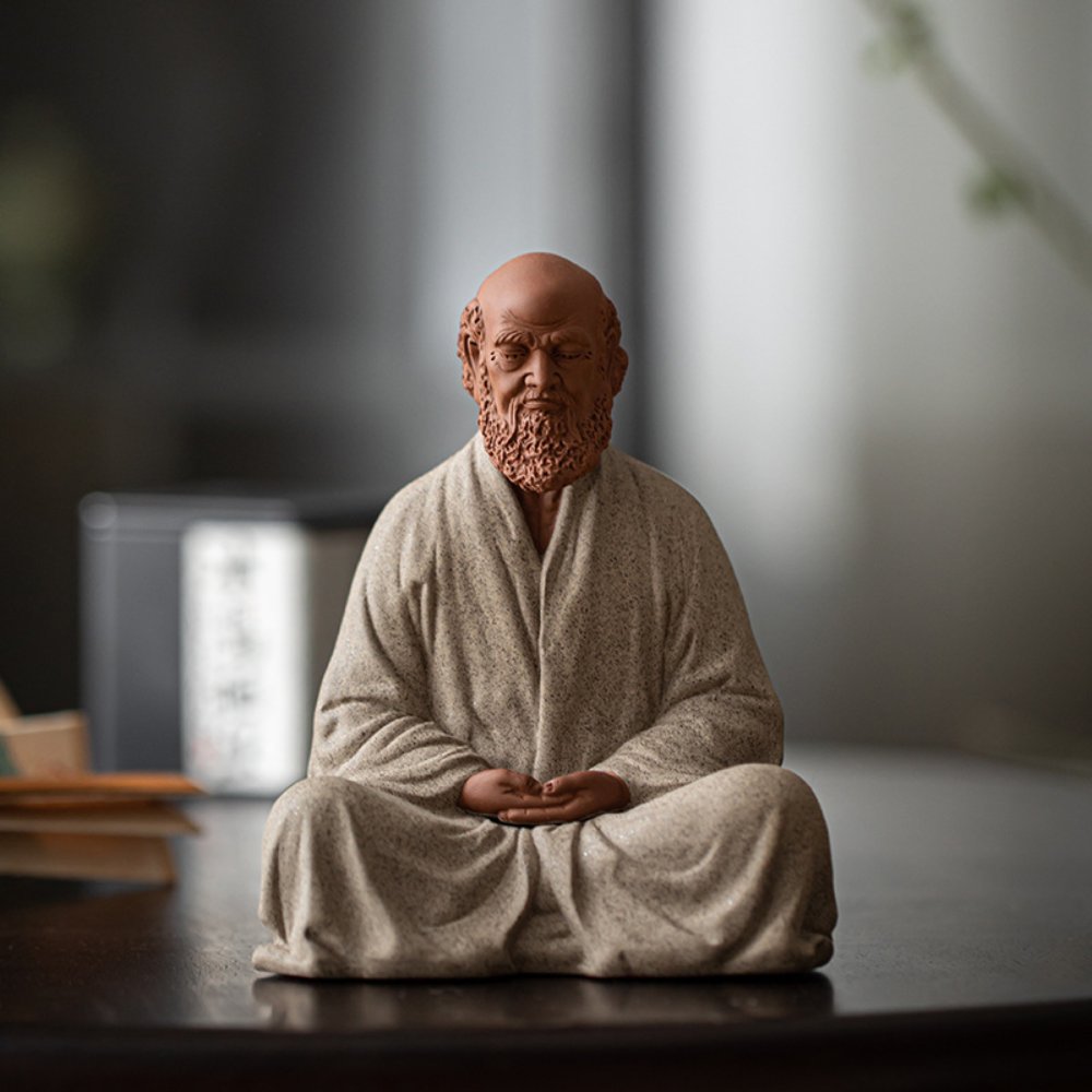 Handcrafted Purple Clay Bodhidharma Tea Pet – Tea Table Decorative Figurine