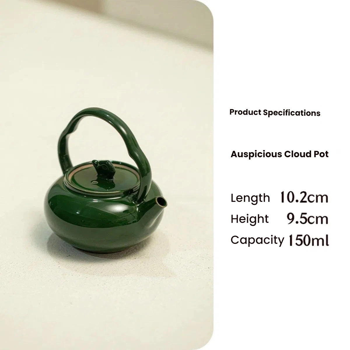 Original Mineral Glaze Teapot – Chinese Vintage Granny Green Cloud Style 150ML