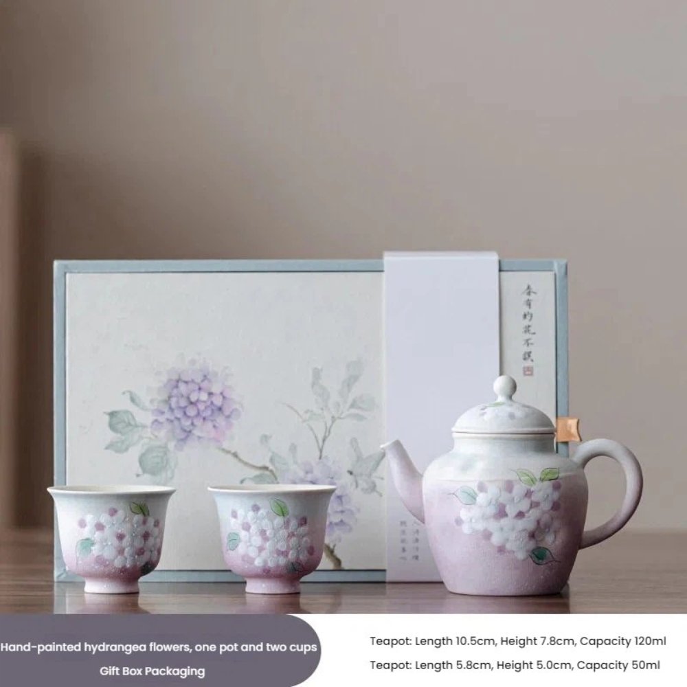 Mini Chinese Gongfu Tea Set – 120ml Hand-Painted Teapot with 2 Cups, Gift Box