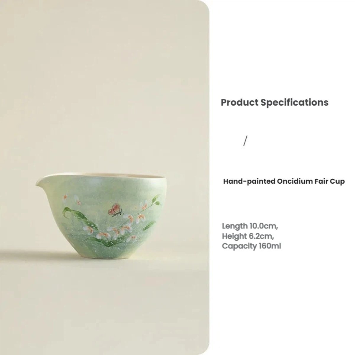 Hand-Painted Watercolor Ceramic Tea Fair Cup – Cymbidium Orchid Tea Pourer