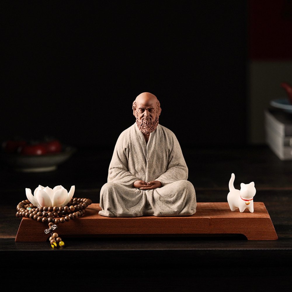 Handcrafted Purple Clay Bodhidharma Tea Pet – Tea Table Decorative Figurine