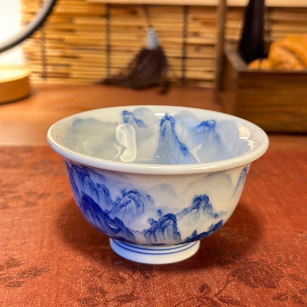 Hand-Painted Blue & White Gaiwan Tea Set – Jingdezhen Gongfu Porcelain (3-Piece)
