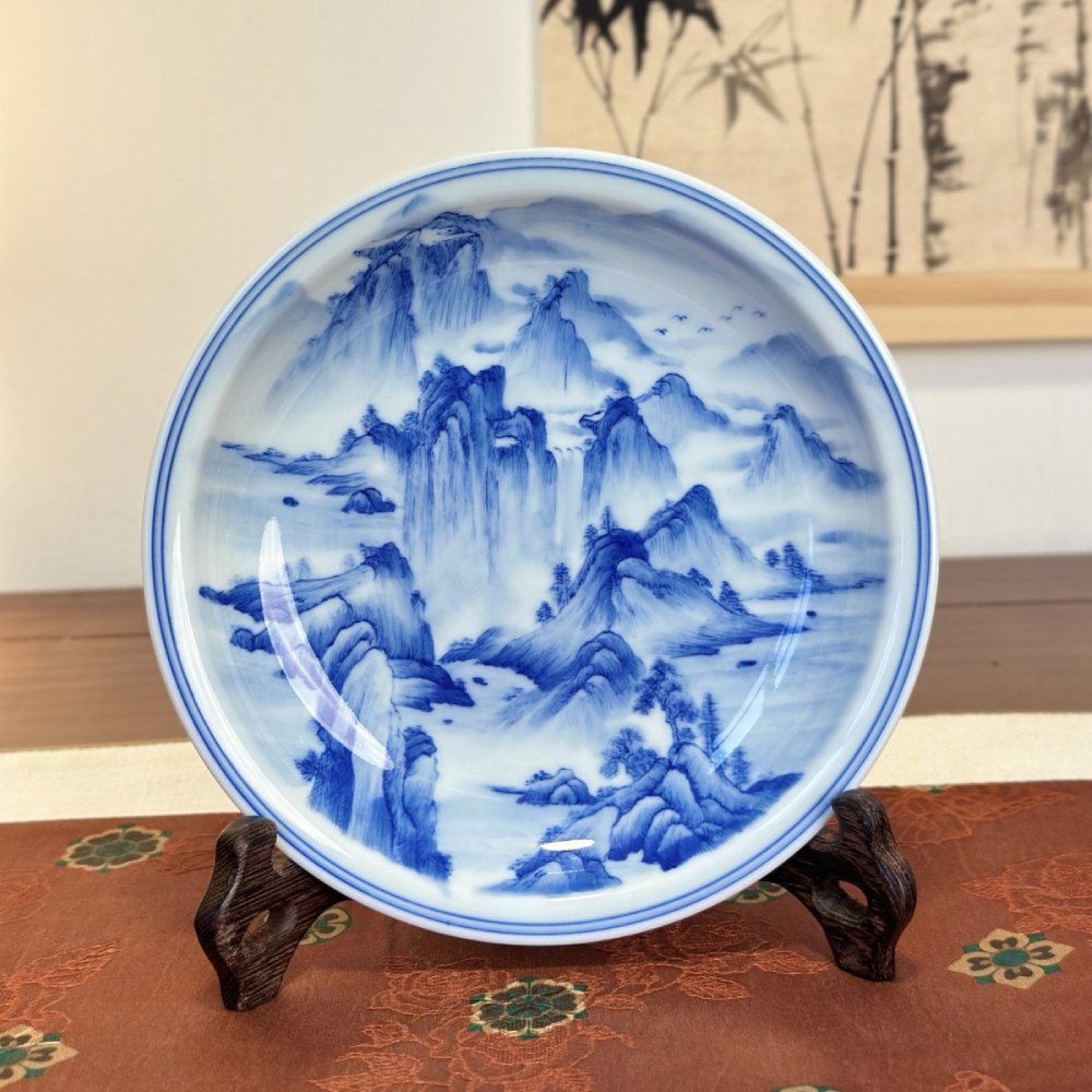 Hand-Painted Blue & White Gaiwan Tea Set – Jingdezhen Gongfu Porcelain (3-Piece)